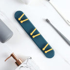 Efficient wall-mounted toothbrush holder with shelves and hooks for Indian bathrooms.