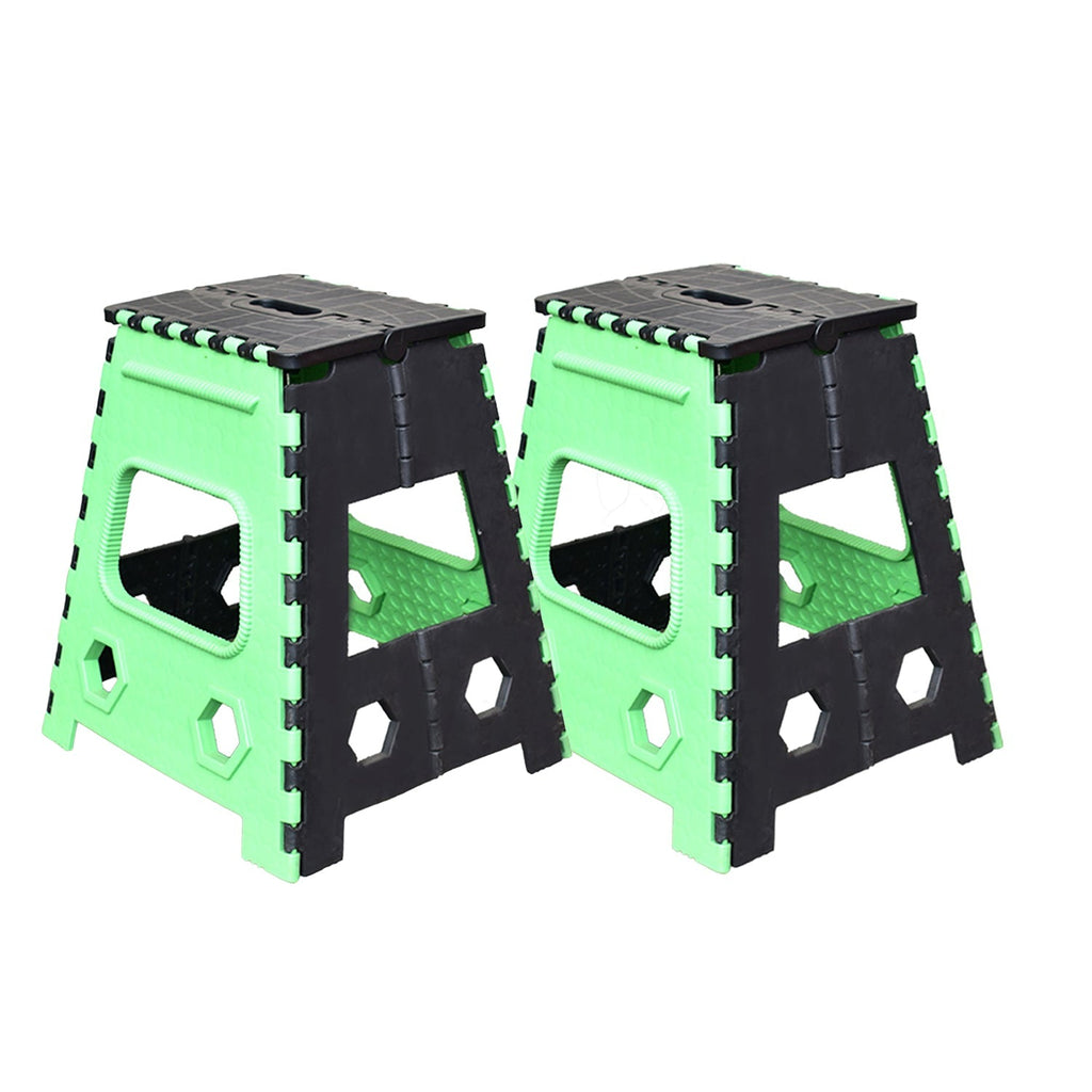 Top-down view highlighting the strong honeycomb structure of the 18-inch brown folding stool.