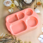 A 5-compartment plate filled with a variety of delicious food items.