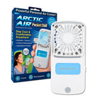 Portable personal air cooler highlighting its USB charging port and control buttons.