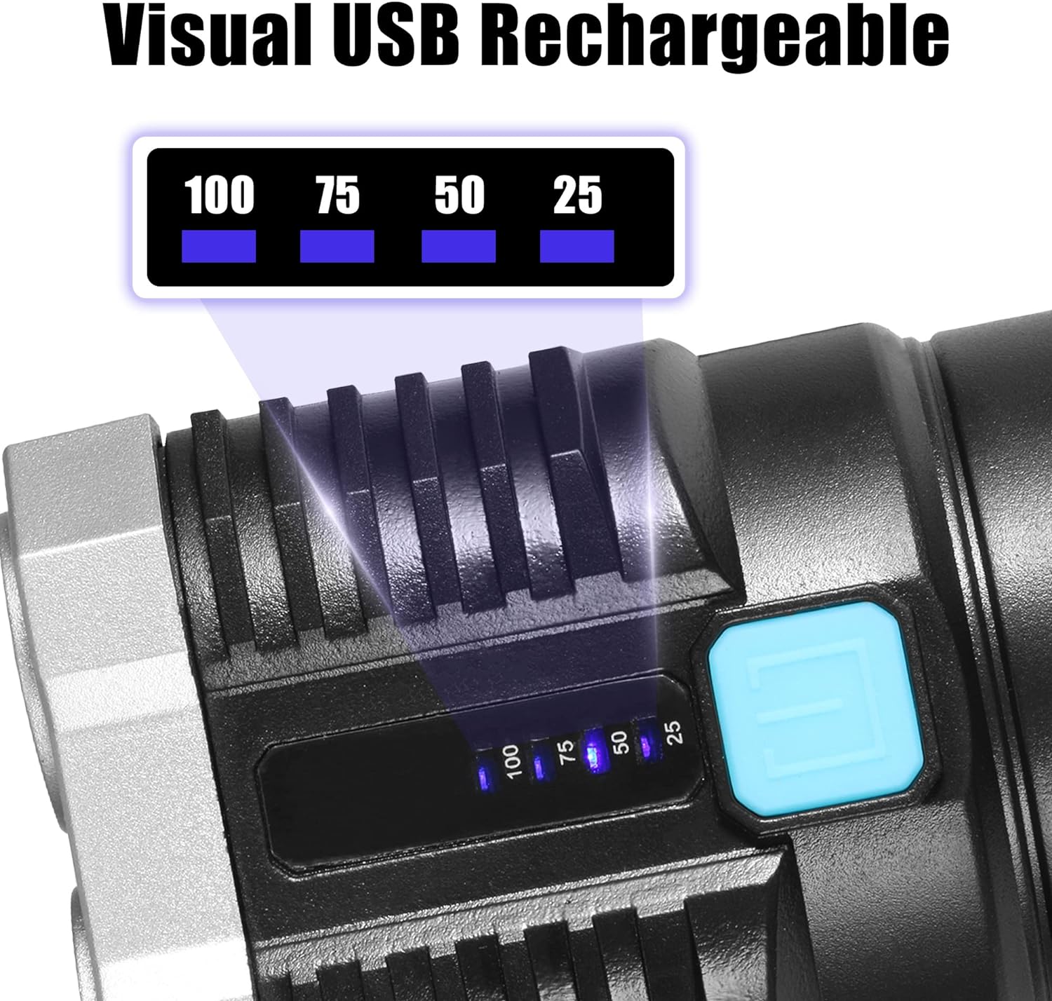 The portable 800 lumens flashlight demonstrating its COB sidelight function for area illumination.