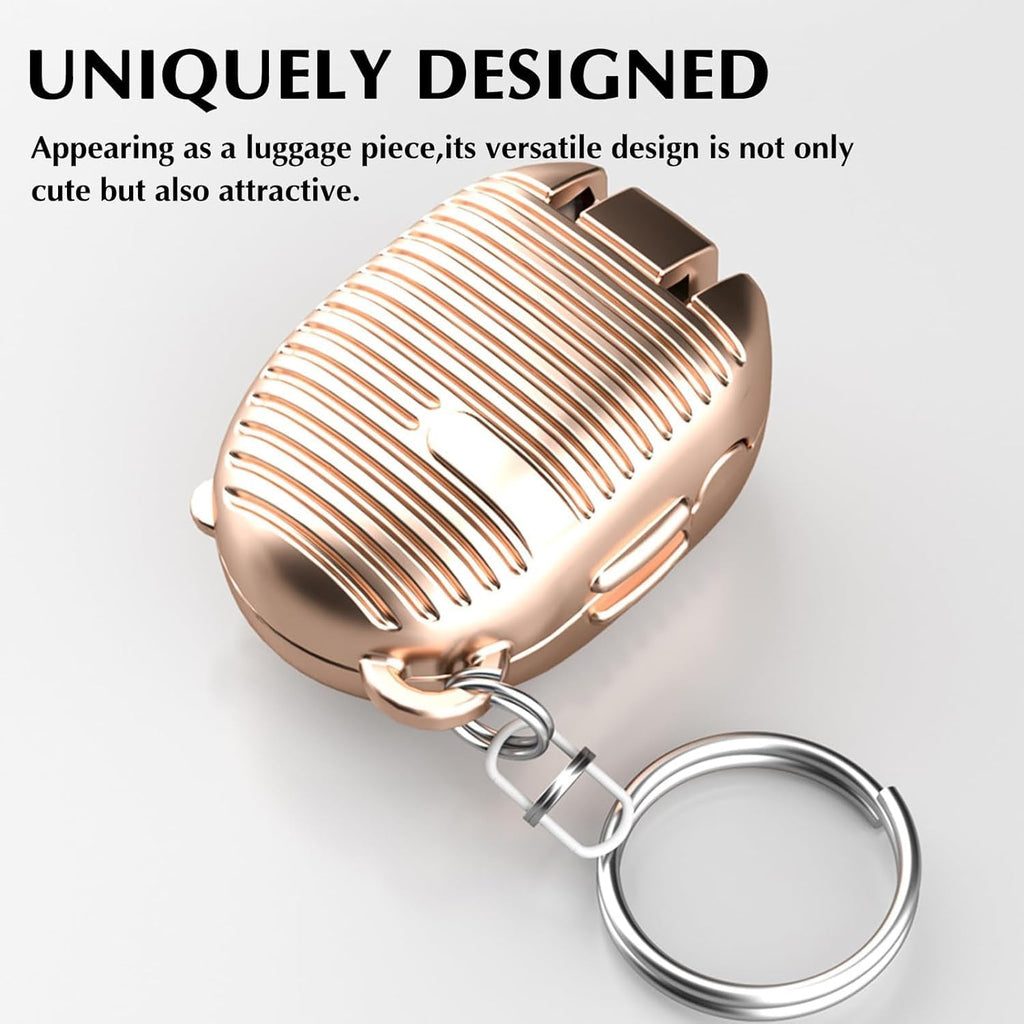 Keychain nail clipper in open position, revealing the built-in nail file.