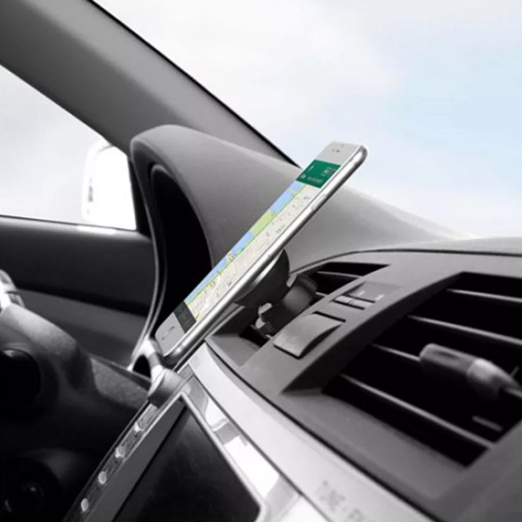 Close-up of universal magnetic car mobile holder showing silicone grips