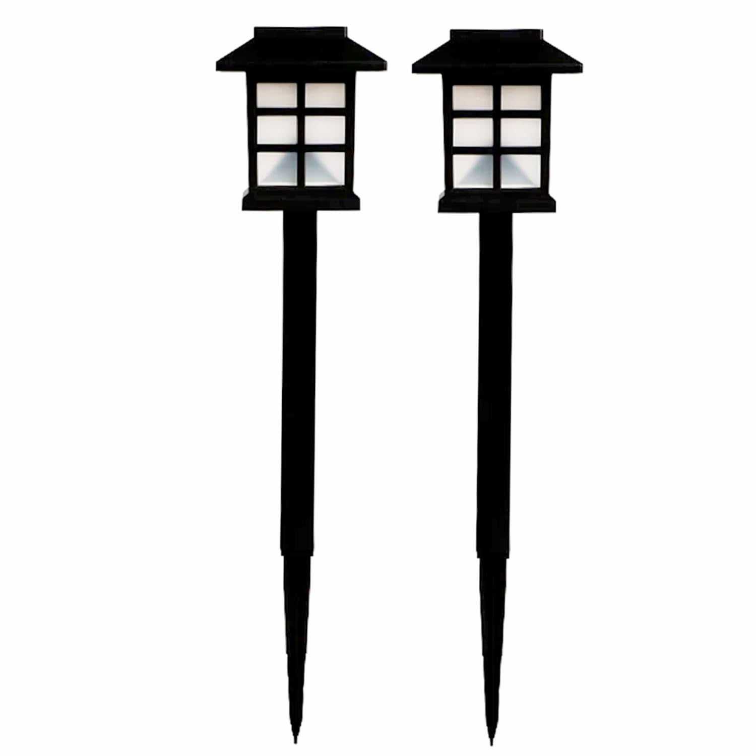 Diagram illustrating the easy, tool-free installation steps for the solar garden lights.