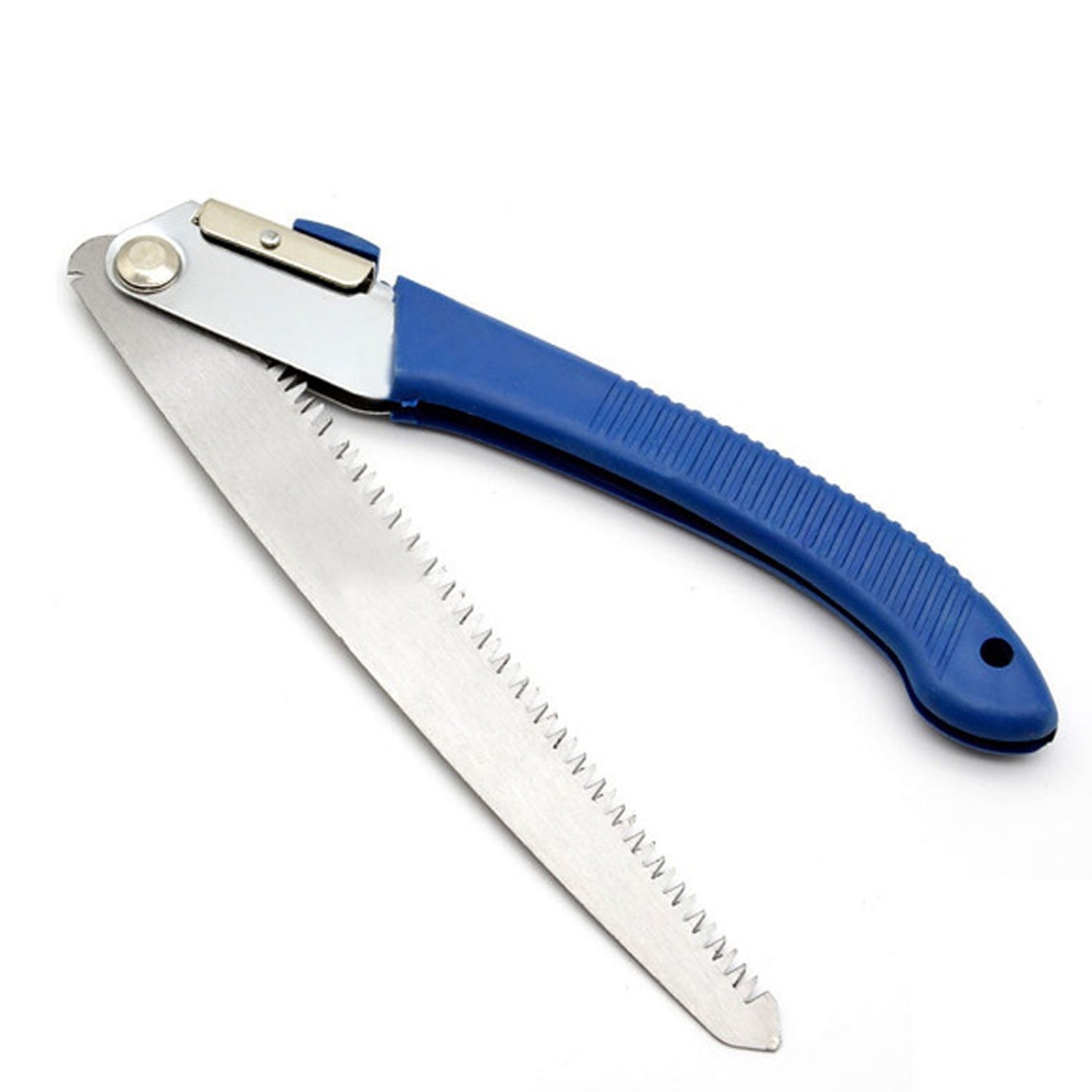Extended carbon steel blade of the outdoor logging tool in action.