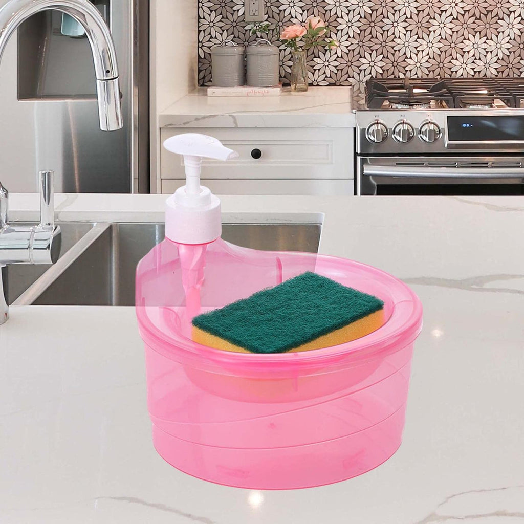 Top view of the dual compartments for soap and sponge in this organizer.