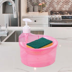 Top view of the dual compartments for soap and sponge in this organizer.