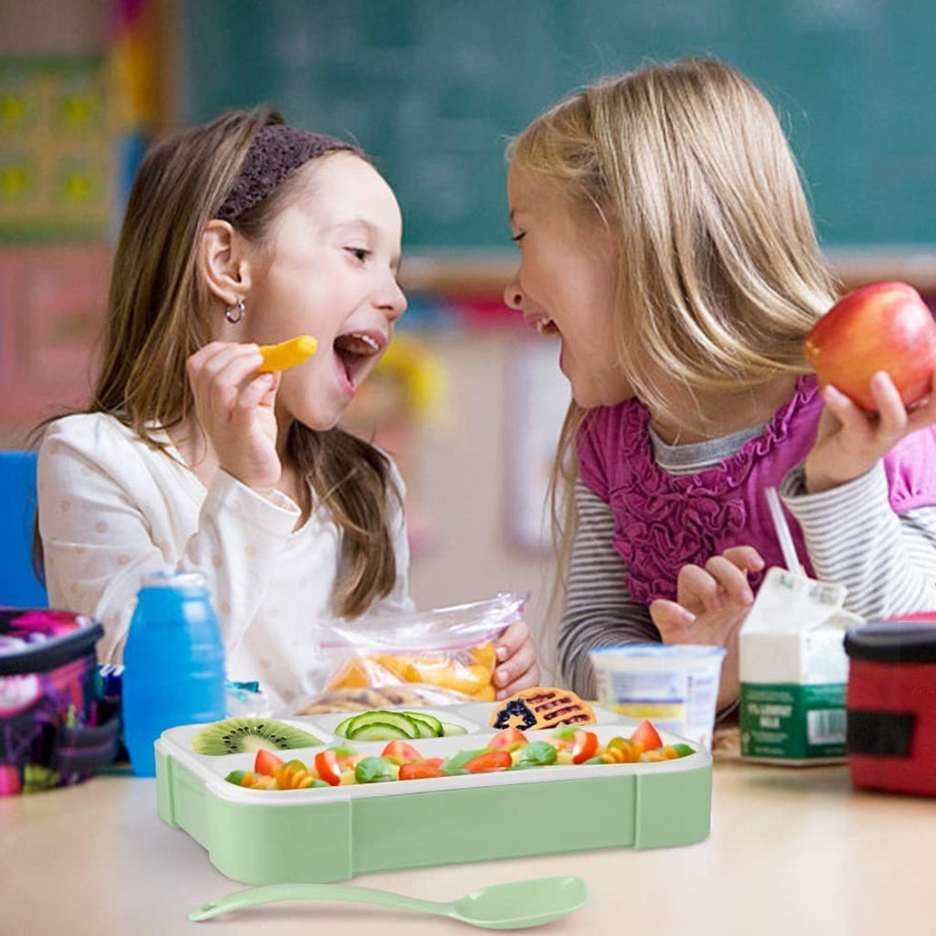 Leak-proof lunch box with 4 compartments and handle by Lunchie Bunchie