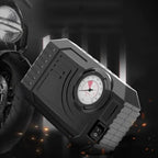 RaceVault Portable Tire Inflator with gauge and nozzle on a white background.
