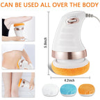 Demonstration of the full body massage device being used on the waist area.