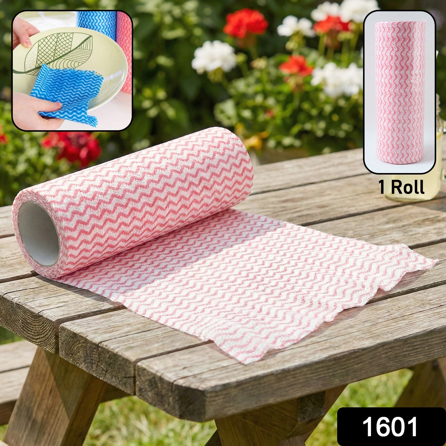 Dish cleaning cloth roll used in kitchen setting