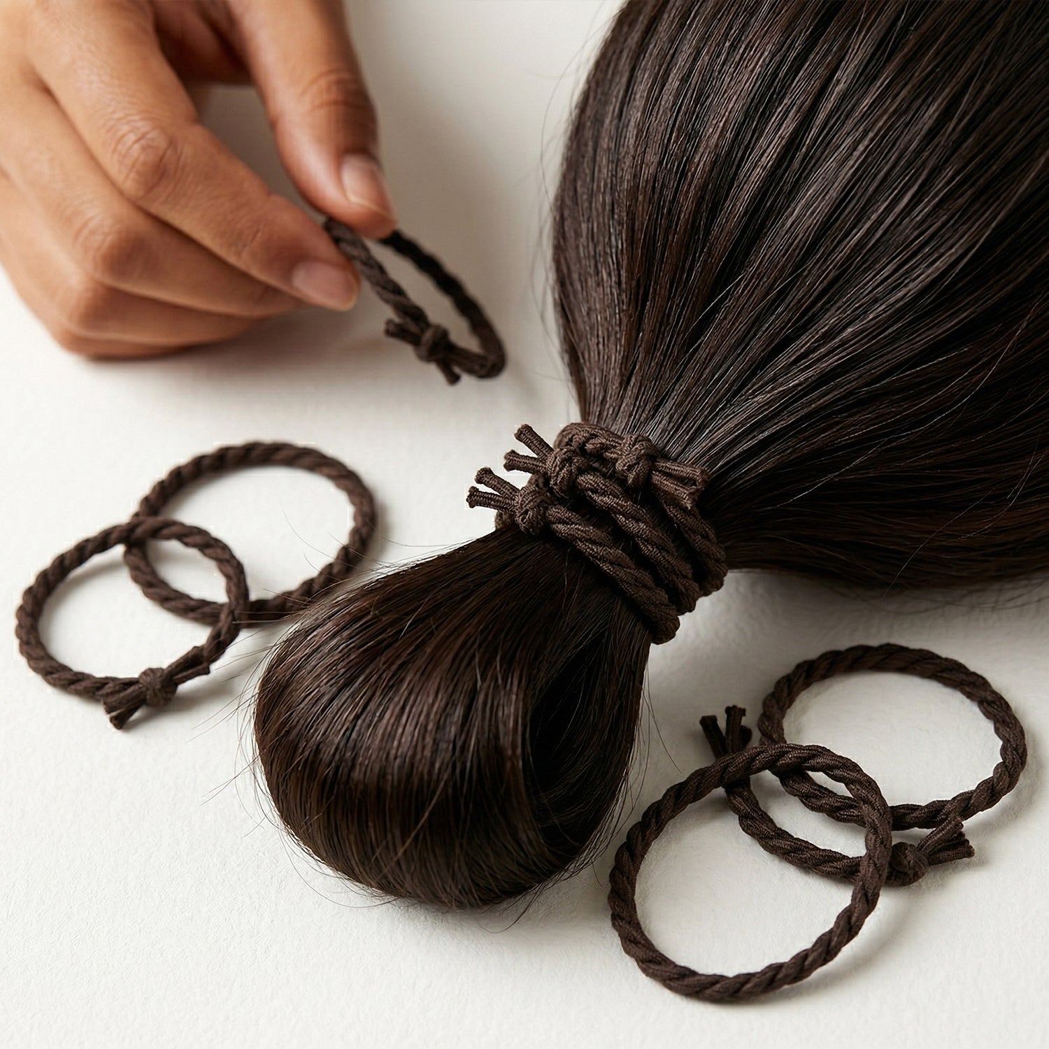Multiple braided elastic hair bands for women and girls, compact and portable