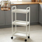 3 layer rolling storage trolley with shelves for kitchen and bathroom organization