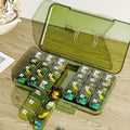 Organivo Weekly Pill Organiser with 21 compartments, clearly displaying its daily sections.