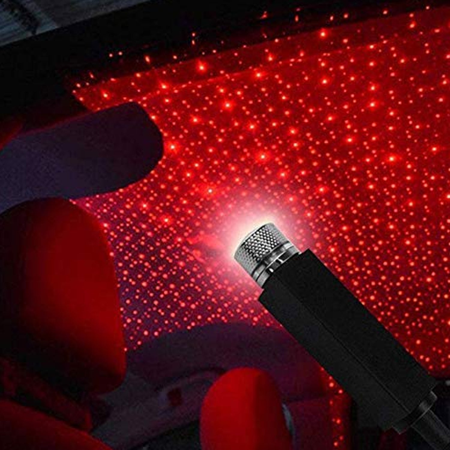 Close-up of the Car Star Projector device, showing its flexible neck and USB connector.