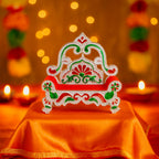 Video showcasing detailed craftsmanship on plastic decorative pooja singhasan