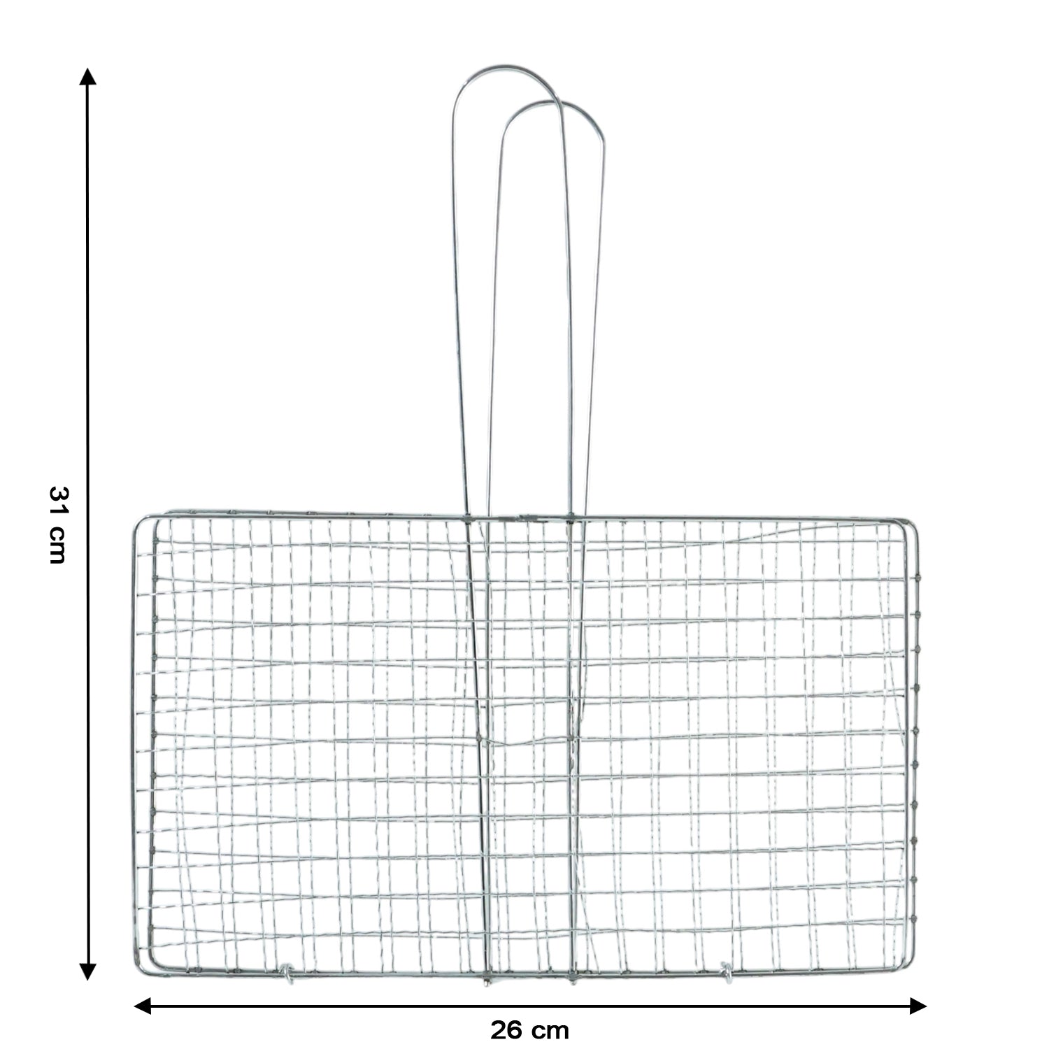 Secure food holding stainless steel grill basket for safe cooking