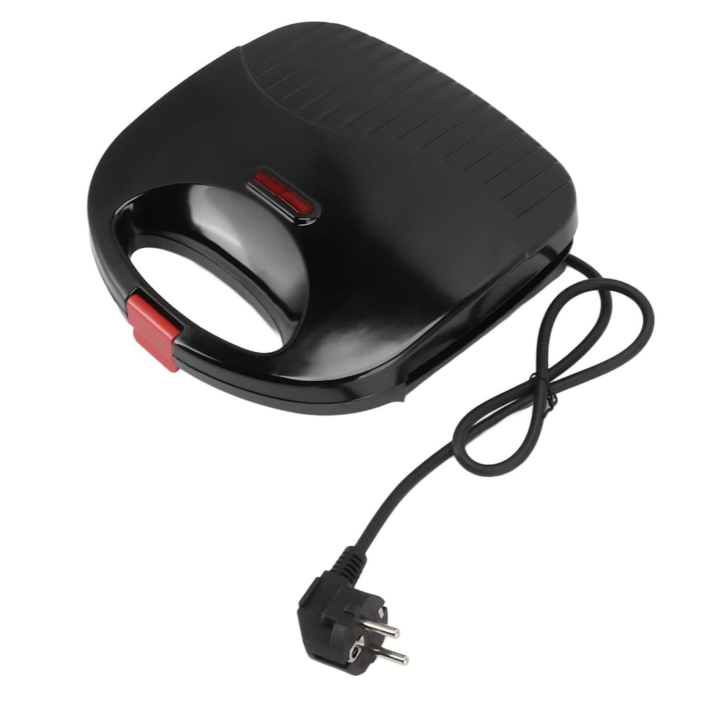 Compact front view of the FirePot 750W electric sandwich maker on a kitchen counter.