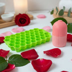 Skincare ice roller accompanied by ice mold tray for cold therapy