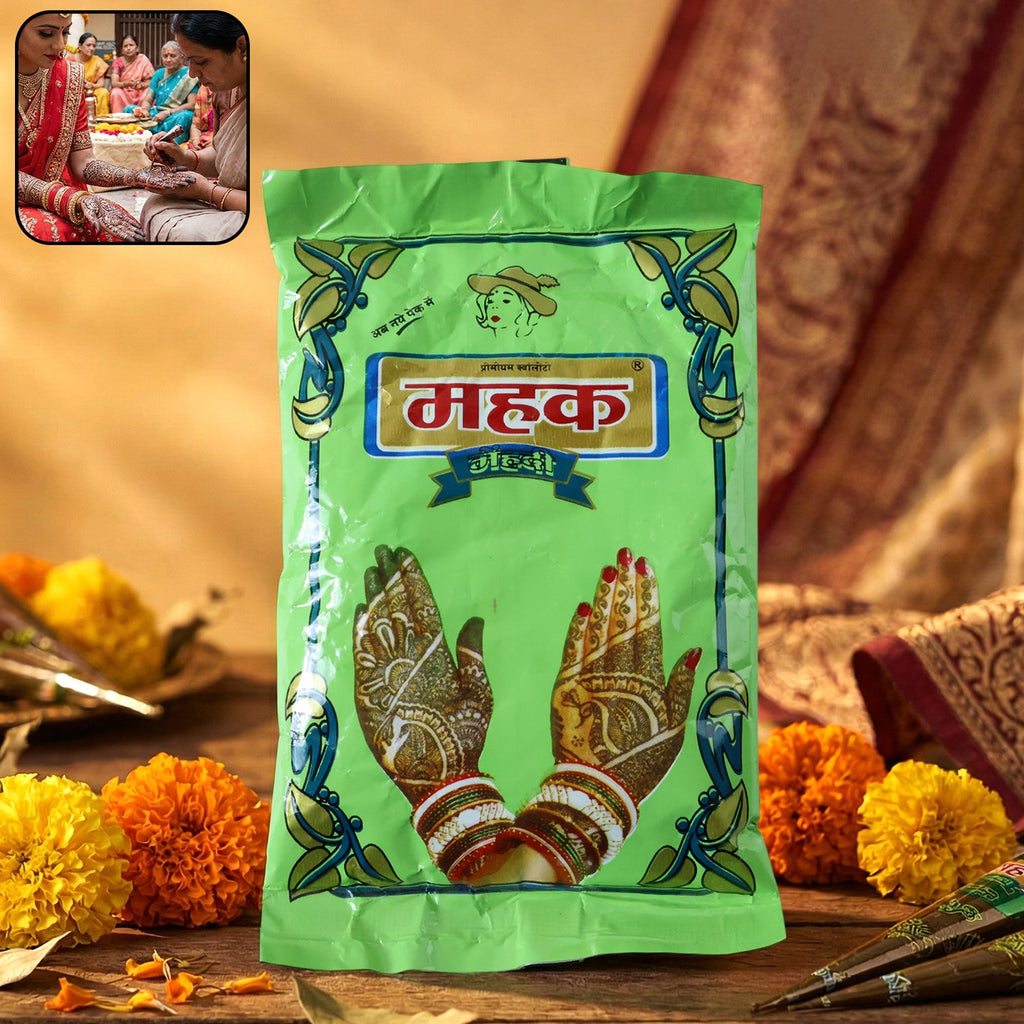 Sealed 80g Herbal Mehndi Powder packaging ensuring freshness and quality