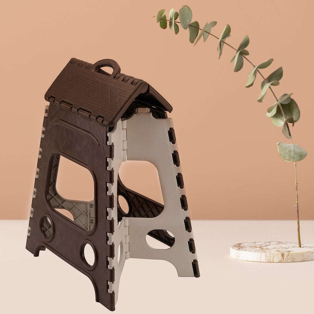 Side view of an 18 Inch Folding Stool, highlighting its non-slip surface and portable design.