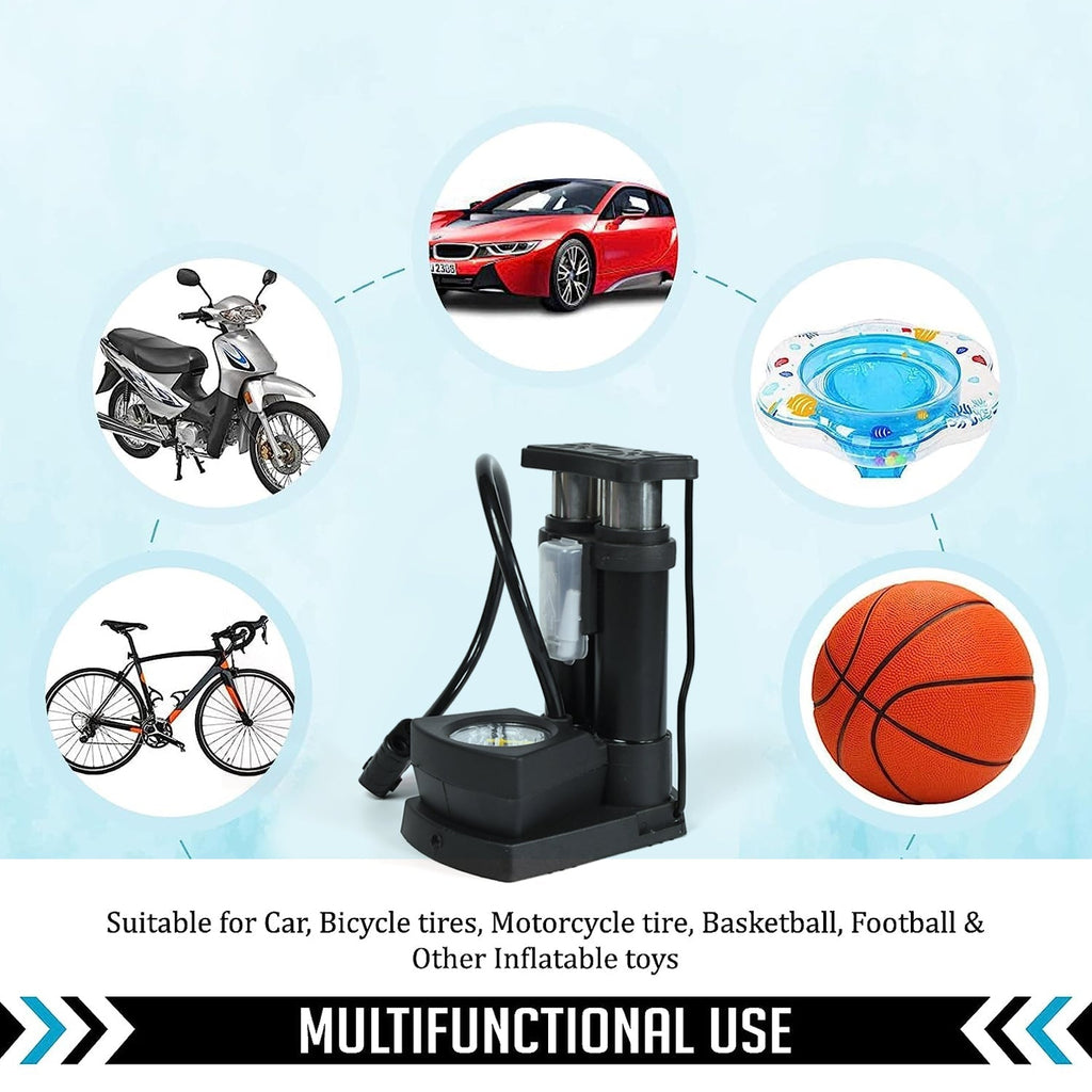 Foot pedal bike pump by Safora, providing a stable platform for effortless pumping.