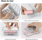 Ergonomic design of the soap roller brush for comfortable cloth washing.