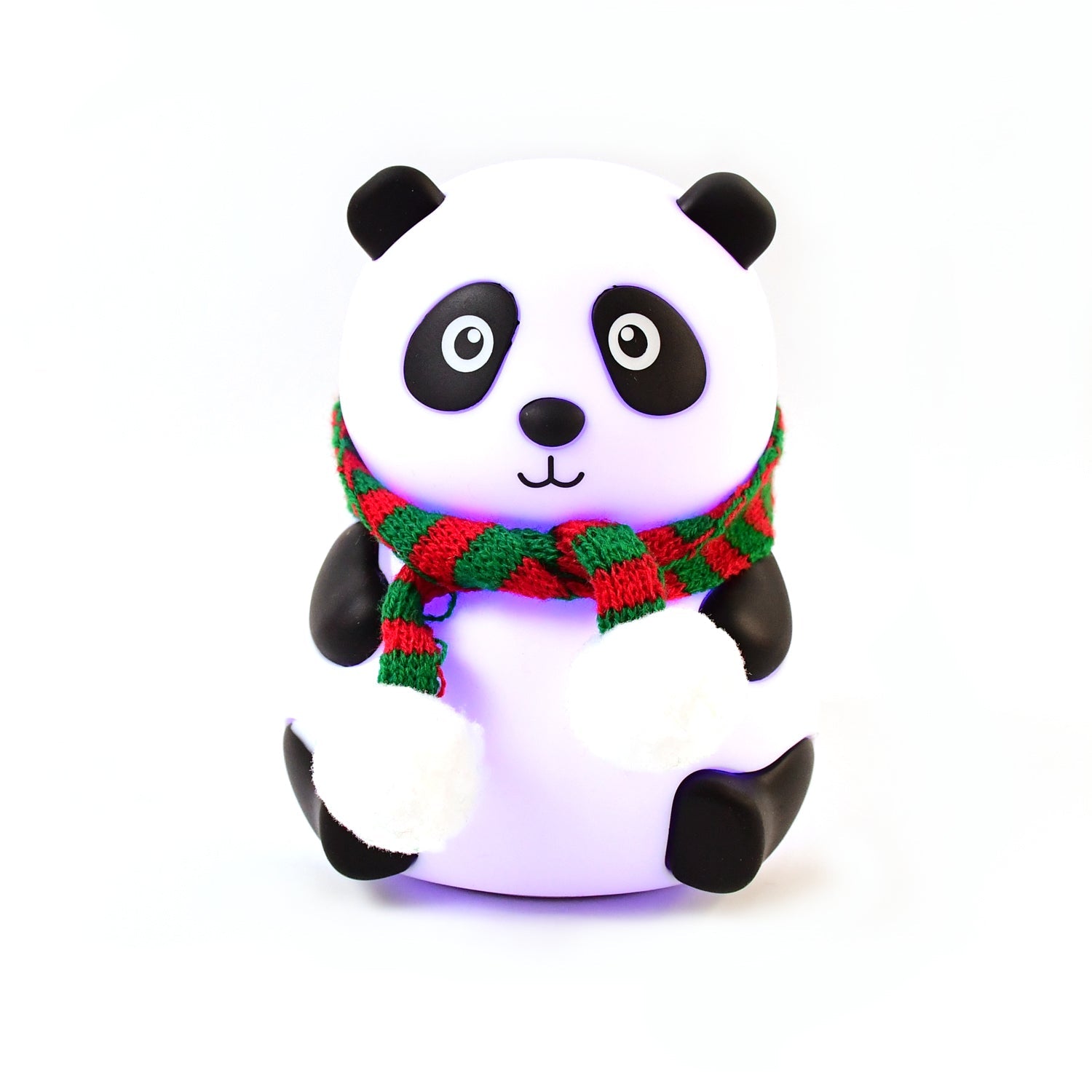 The versatile panda lamp cycling through its vibrant 7-color LED options.