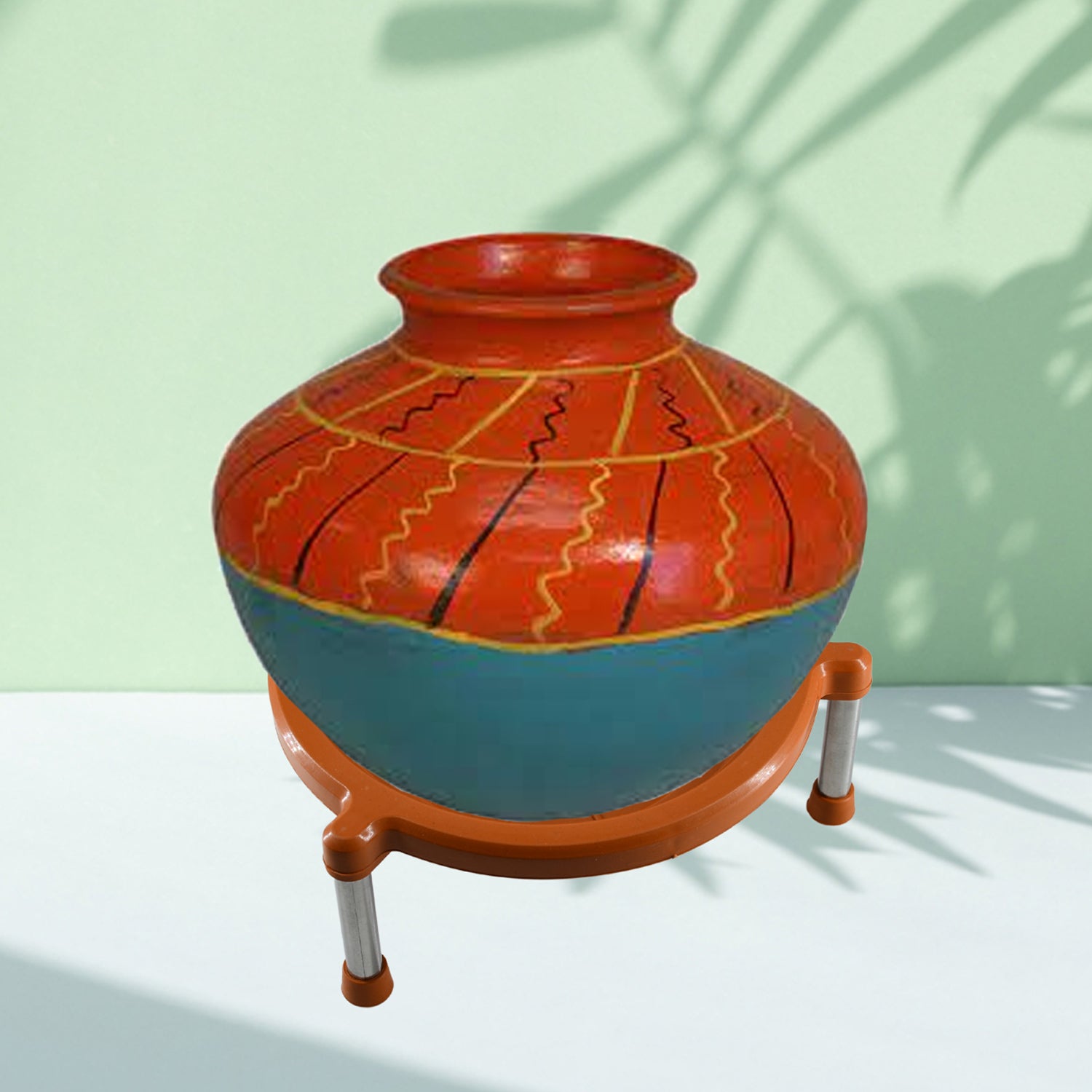 Close-up view of the sturdy plastic Matka Stand's design and finish.