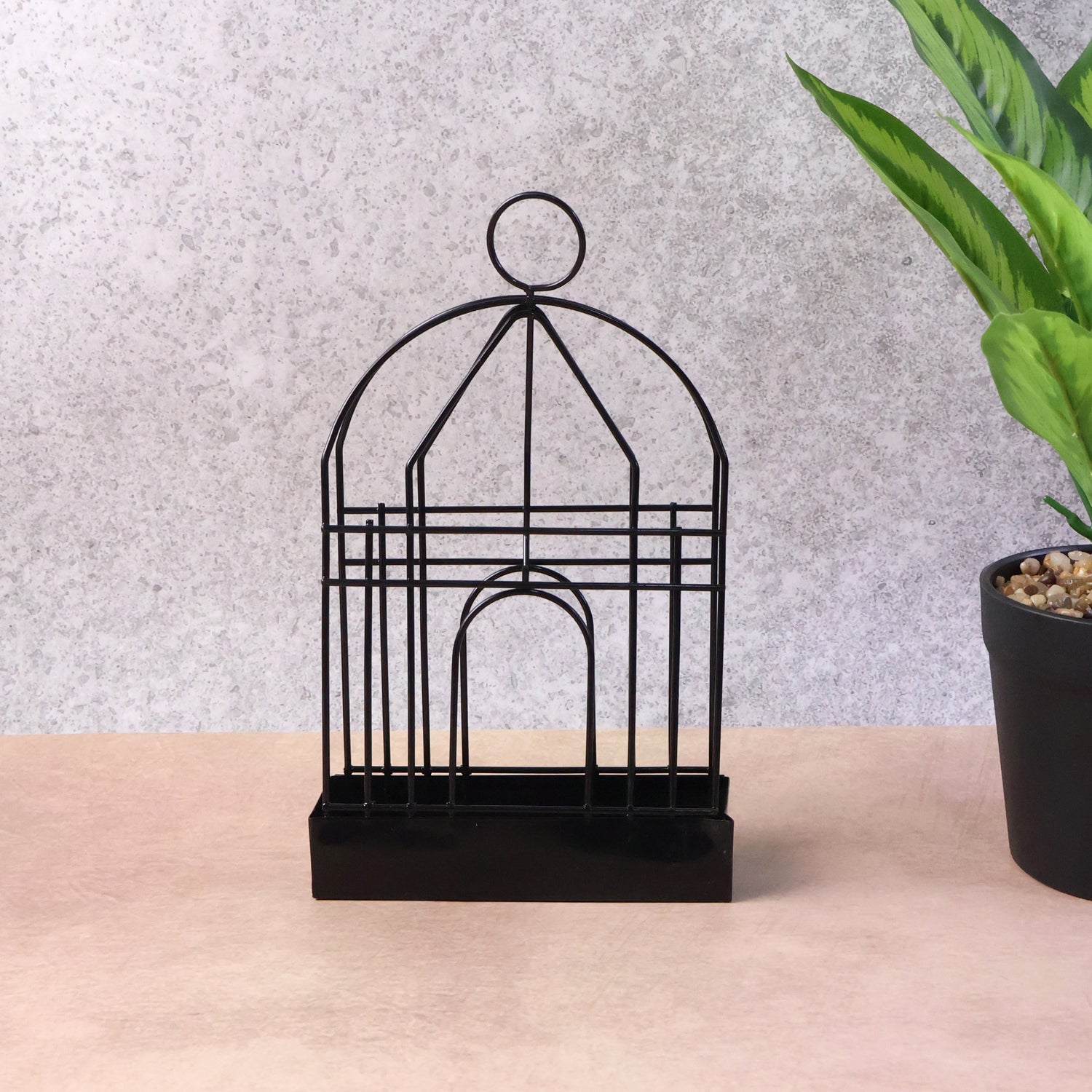 Birdcage design mosquito coil burner suitable for both indoor and outdoor use.