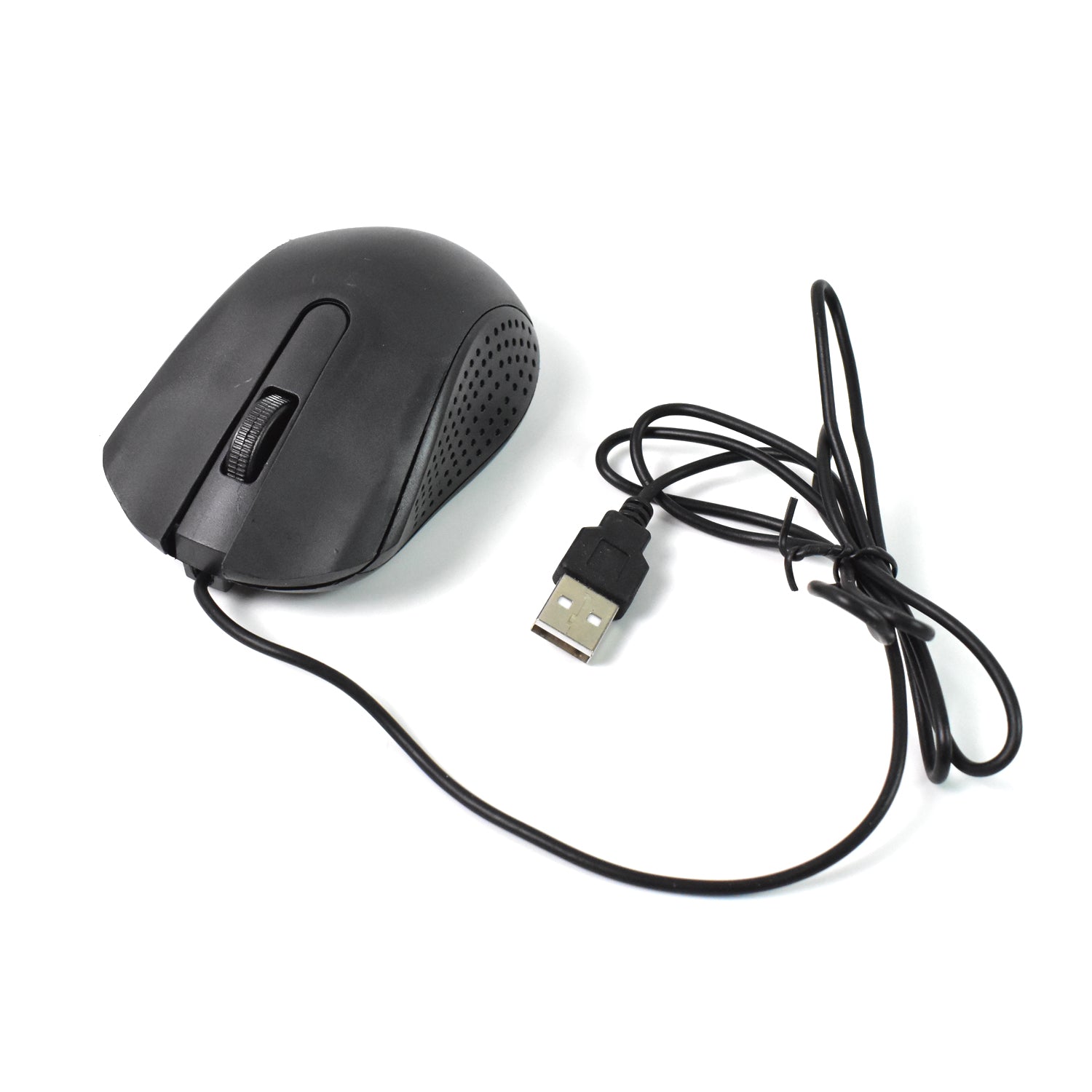 Close-up of the Compshop M-022 Wired Optical Mouse buttons for precise clicks.