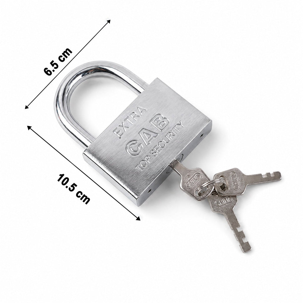 Polished silver finish on the heavy steel padlock, highlighting its corrosion resistance.