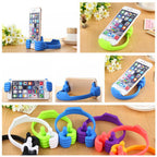 Hand-shaped mobile stand in white, showcasing its unique design.