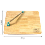 Side edge view of robust wooden chopping board