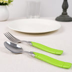 Complete stainless steel cutlery set including forks and spoons with holder