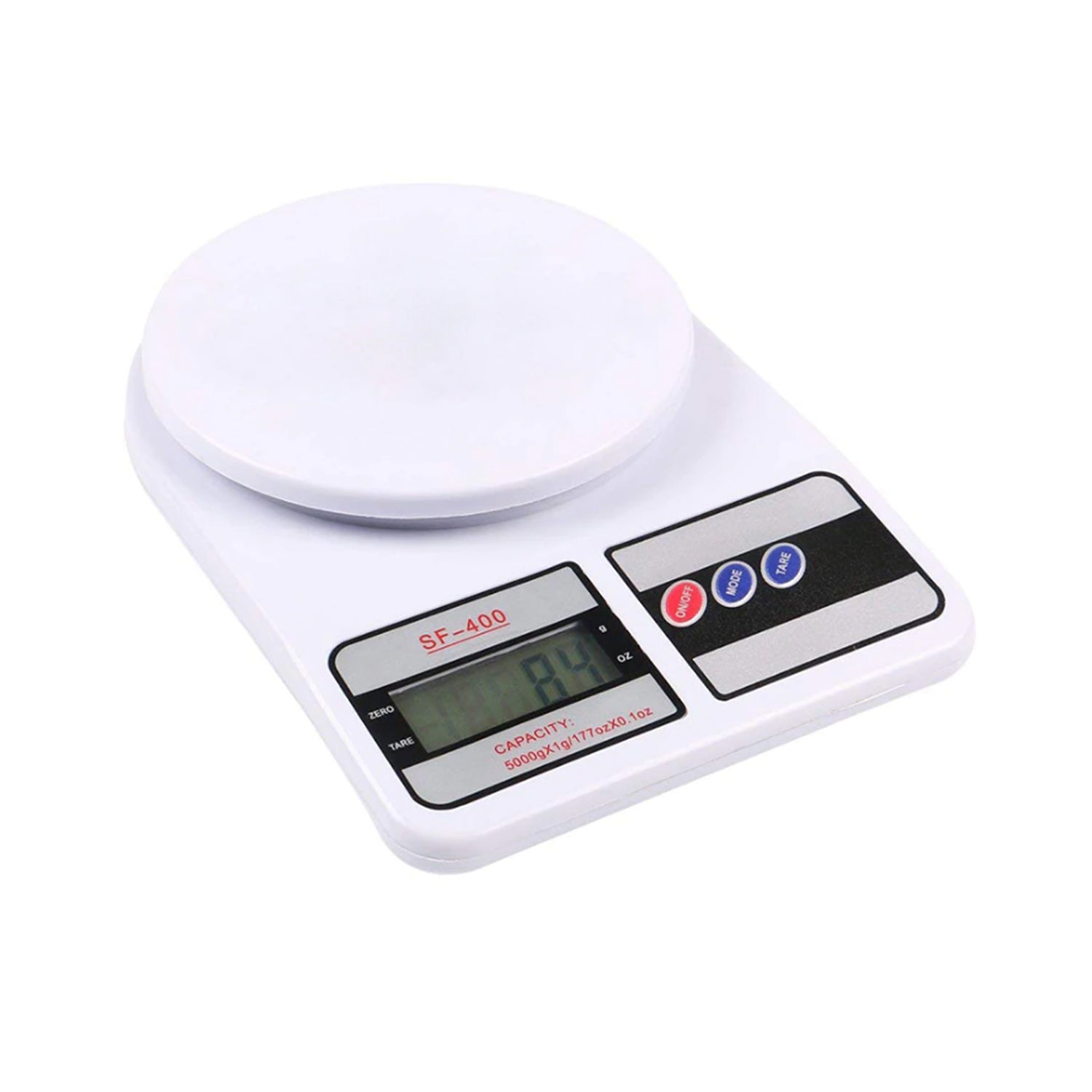 Sleek 10 kg digital kitchen scale with a user-friendly interface.