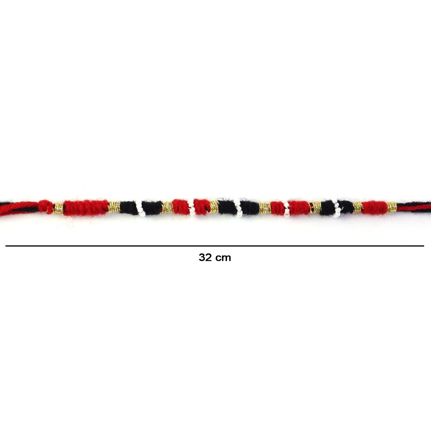 Decorative red and black thread rakhi with handmade ethnic style