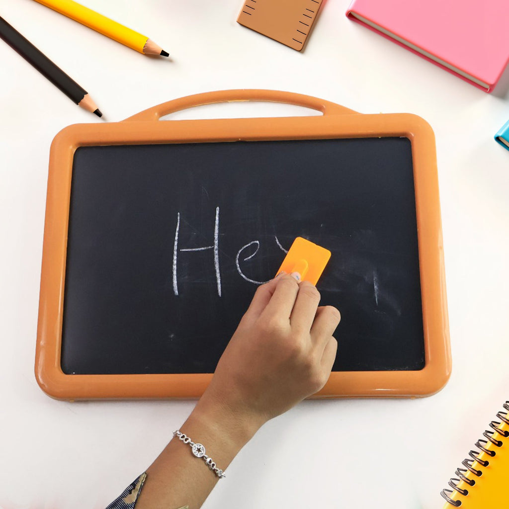 Kids writing board including marker, chalk sticks, and eraser for creative activities