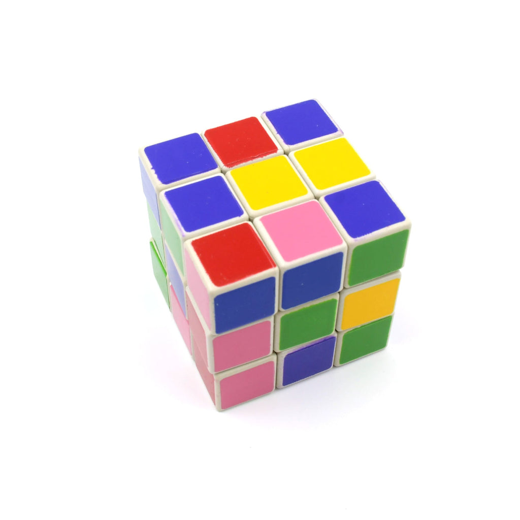 A collection of Rubik's Cubes in various stages of being solved, illustrating the engaging brain teaser puzzle.