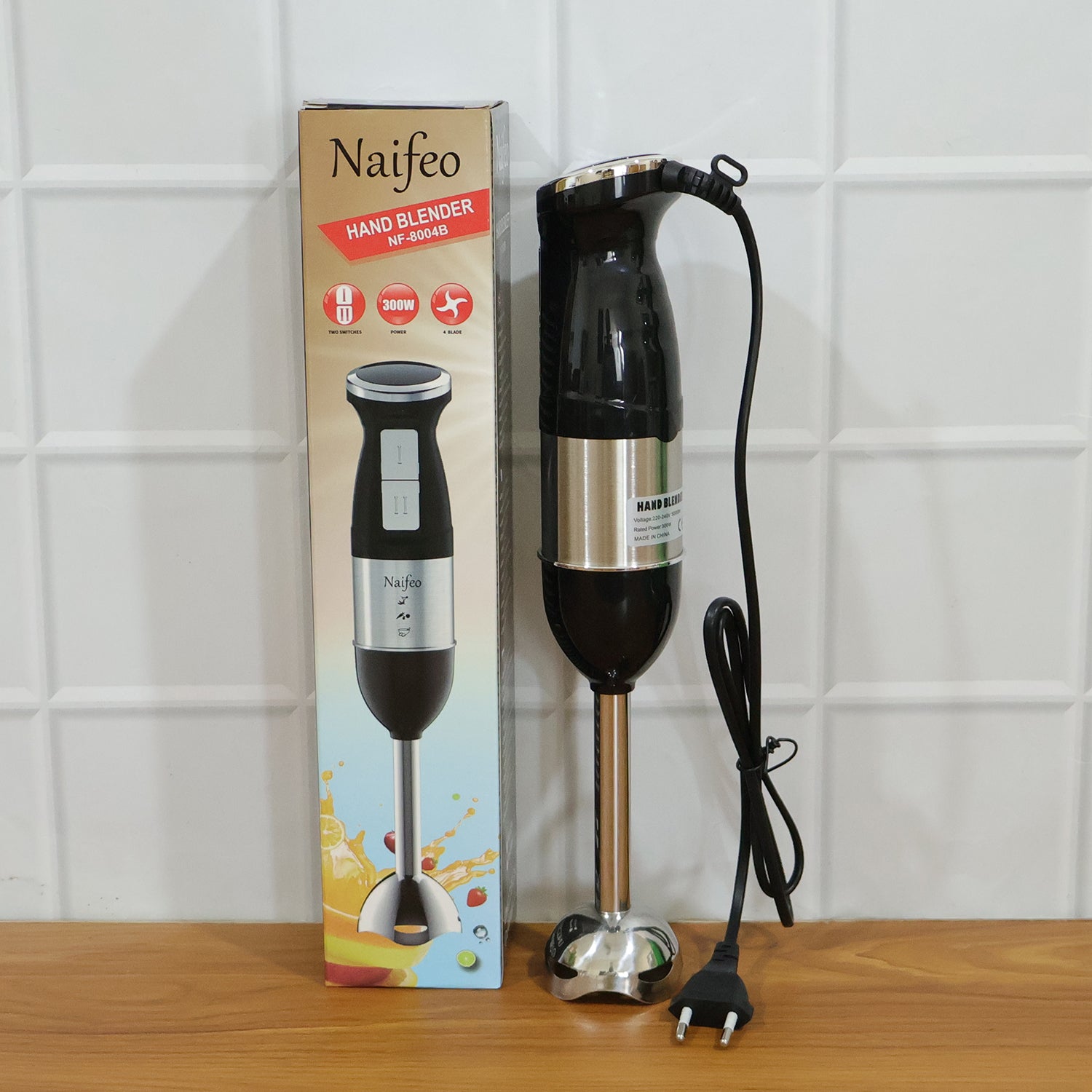 Handheld stainless steel emulsion blender blending coffee and shakes smoothly