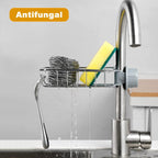 Neatly organized kitchen sink using stainless steel sink caddy holder