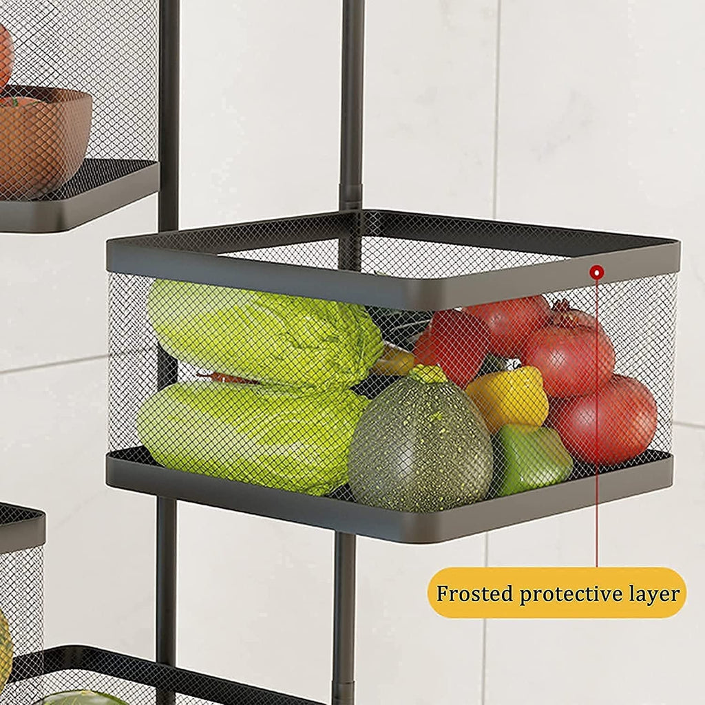 Durable metal frame and heavy-duty caster wheels of the kitchen trolley.