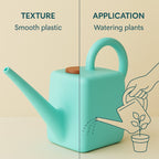 Side view of 2 litre plastic watering can with ergonomic handle and precision spout