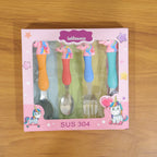 Kids dining utensils featuring unicorn theme