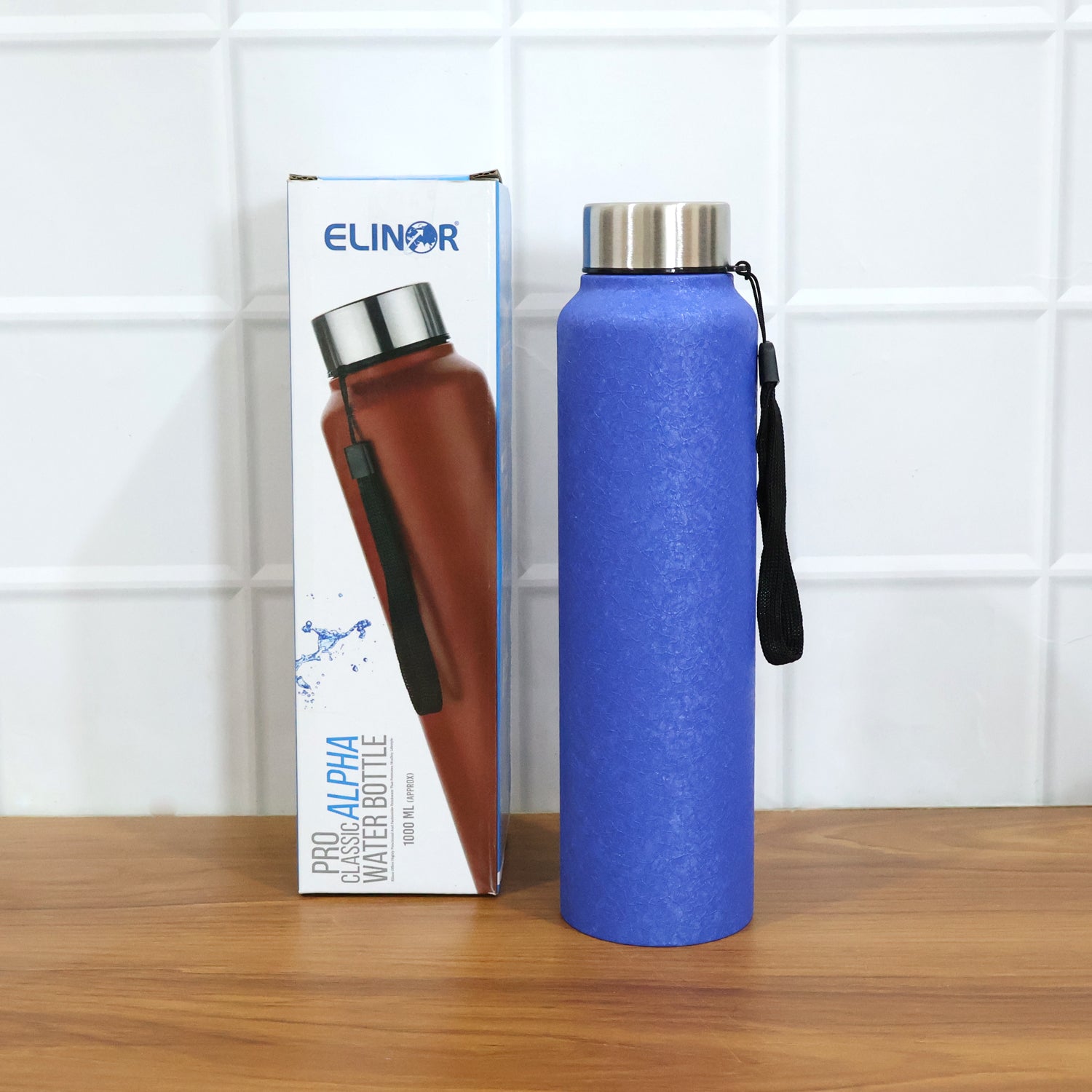 Durable and lightweight blue stainless steel water bottle for portability