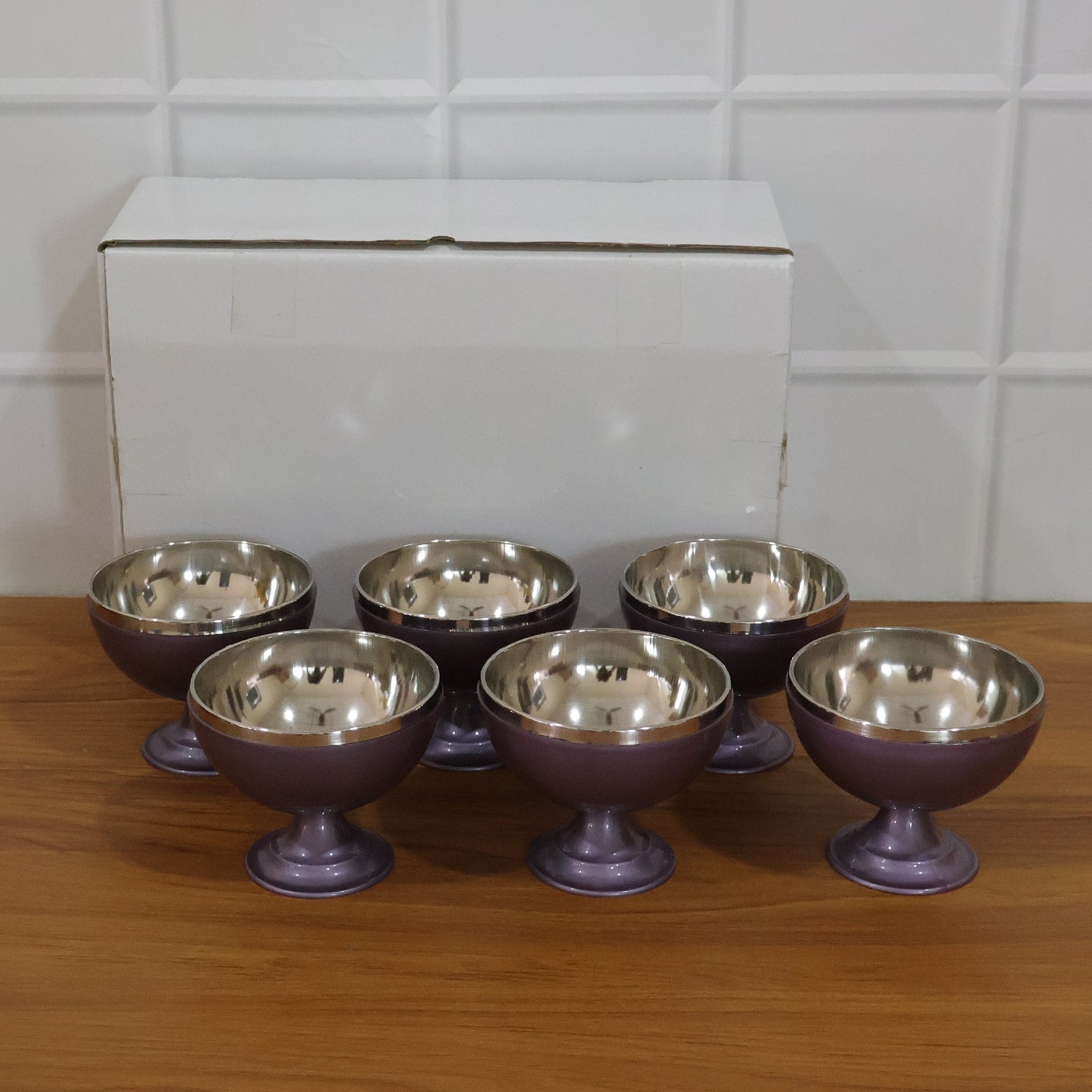 Modern stainless steel bowls for serving snacks or desserts