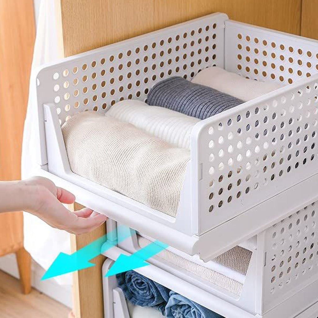 A foldable 3-layer clothes organizer, perfect for compact wardrobe storage in Indian homes.