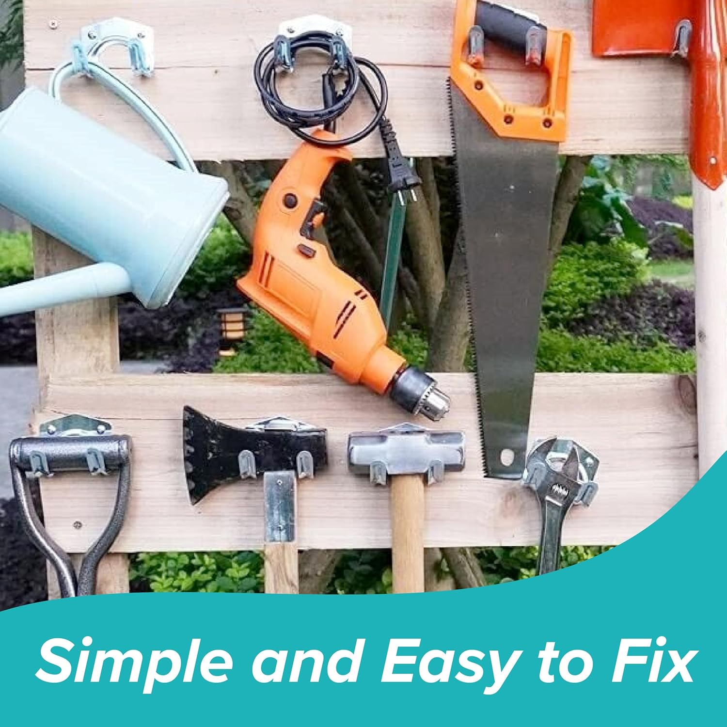 An empty heavy duty tool hanger hook securely mounted on a white wall, ready for use.