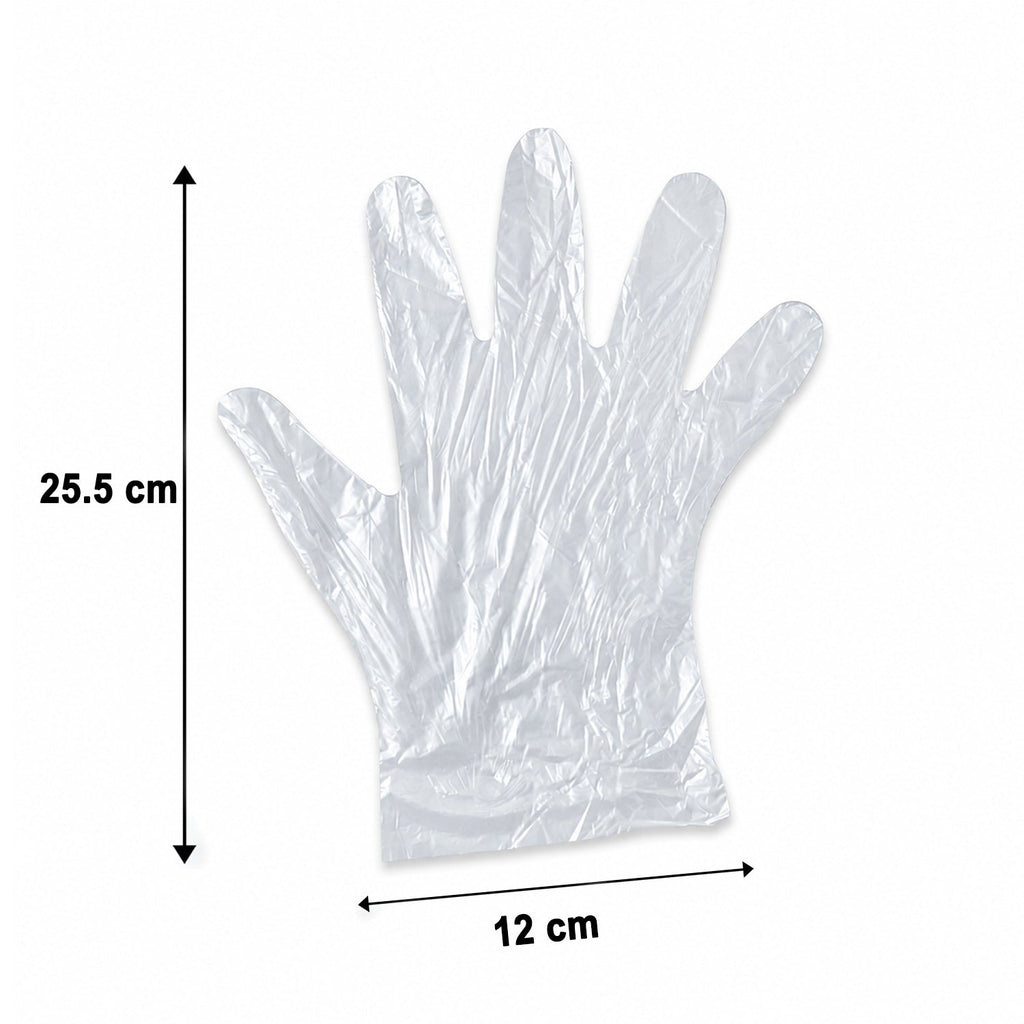 Box of disposable plastic gloves for food and cleaning tasks