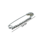 Packaging of silver finish safety pin brooch set with crystal stones